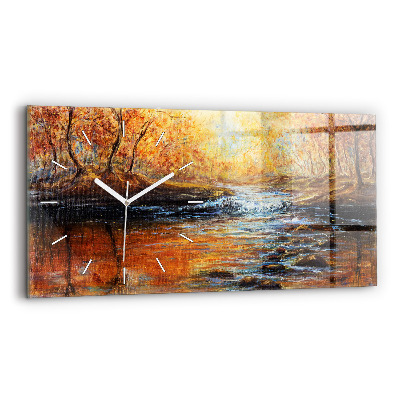 Glass wall clock rectangular Artistic art