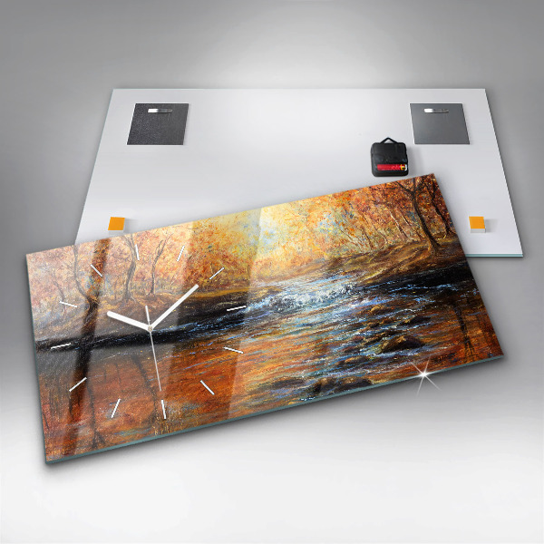 Glass wall clock rectangular Artistic art