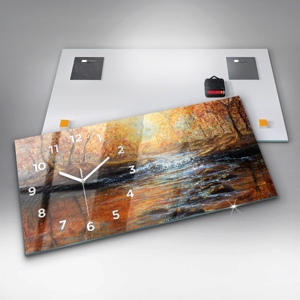 Glass wall clock rectangular Artistic art