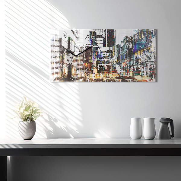 Glass wall clock rectangular New York City