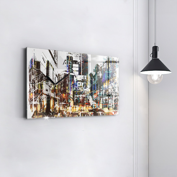 Glass wall clock rectangular New York City