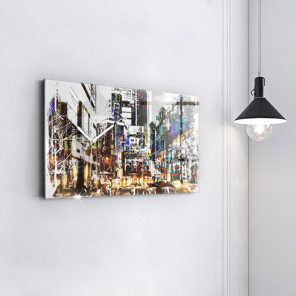 Glass wall clock rectangular New York City
