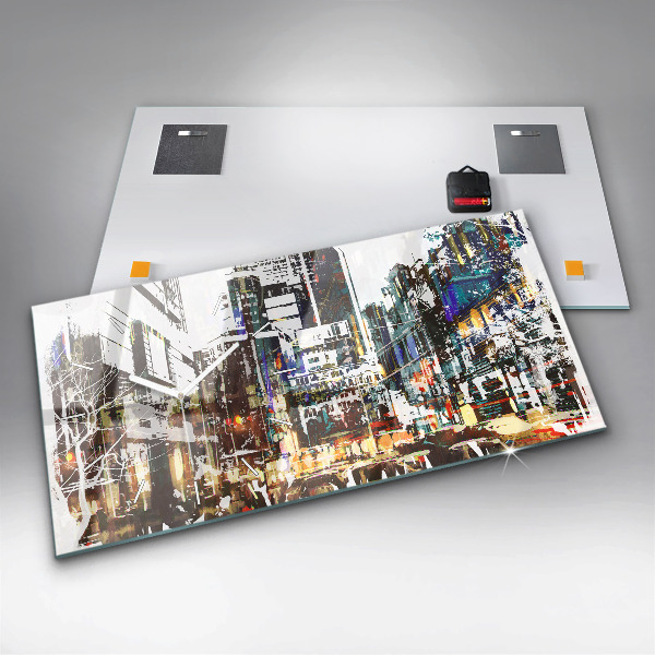 Glass wall clock rectangular New York City