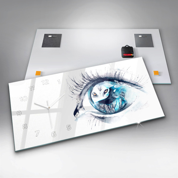 Glass wall clock rectangular Wolf Eye Illustration