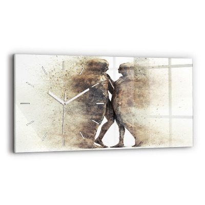 Glass wall clock rectangular Abstract people sand