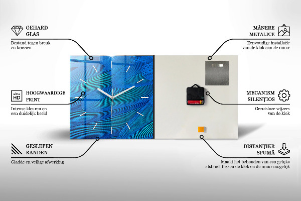 Glass wall clock rectangular Abstract people sand