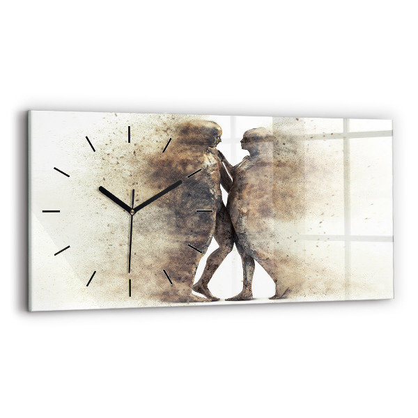 Glass wall clock rectangular Abstract people sand