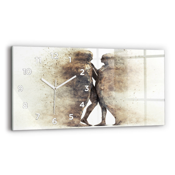 Glass wall clock rectangular Abstract people sand