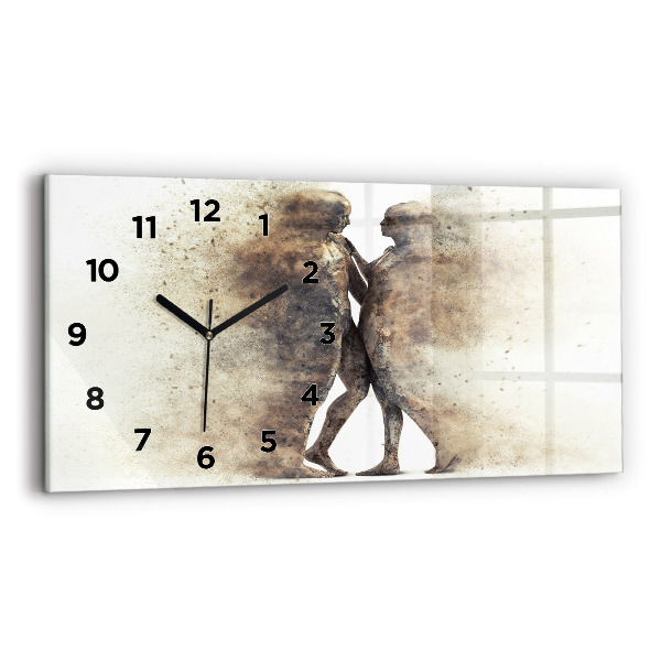 Glass wall clock rectangular Abstract people sand