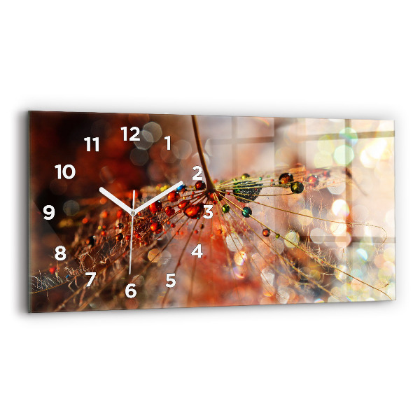 Glass wall clock rectangular Dandelion with dew