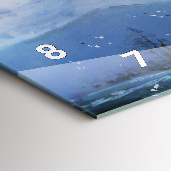 Glass wall clock rectangular A ship on the water