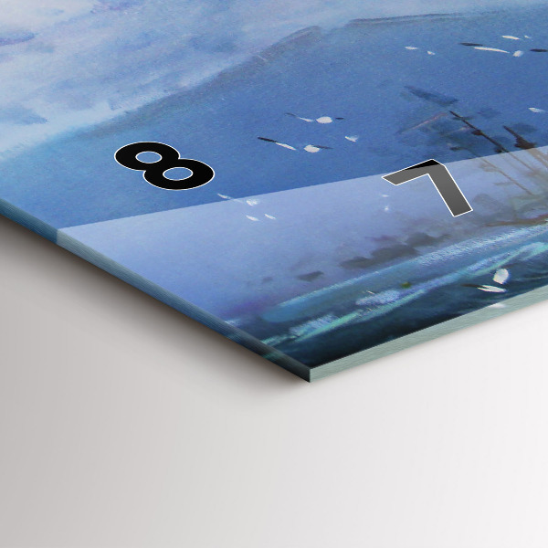 Glass wall clock rectangular A ship on the water