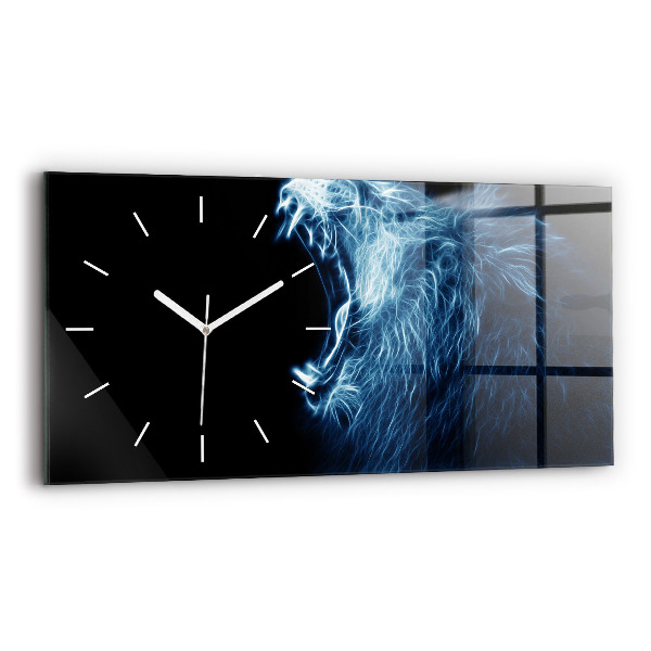 Glass wall clock rectangular Wild Lion Body Language