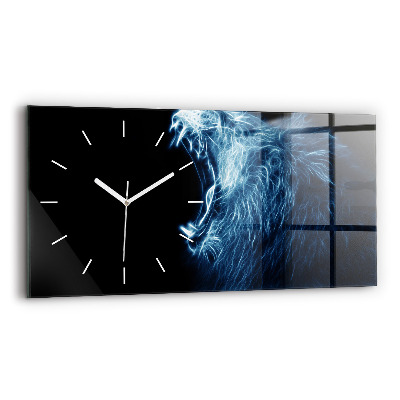 Glass wall clock rectangular Wild Lion Body Language