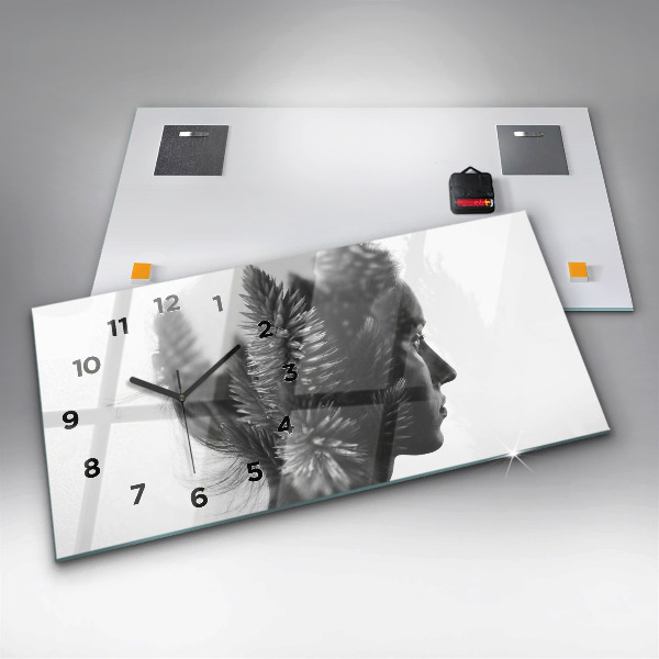 Glass wall clock rectangular Human Thought Sensitivity
