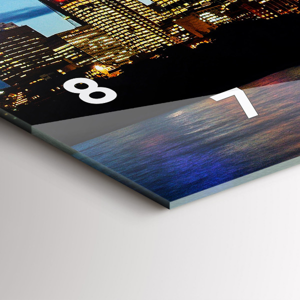 Glass wall clock rectangular Sydney In The Evening