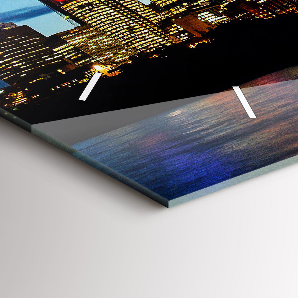 Glass wall clock rectangular Sydney In The Evening