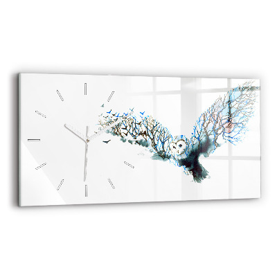 Glass wall clock rectangular Freedom and Nature of Birds