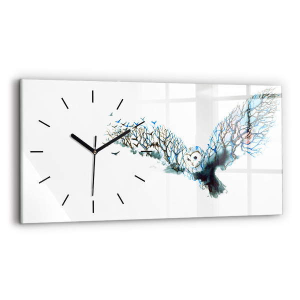 Glass wall clock rectangular Freedom and Nature of Birds