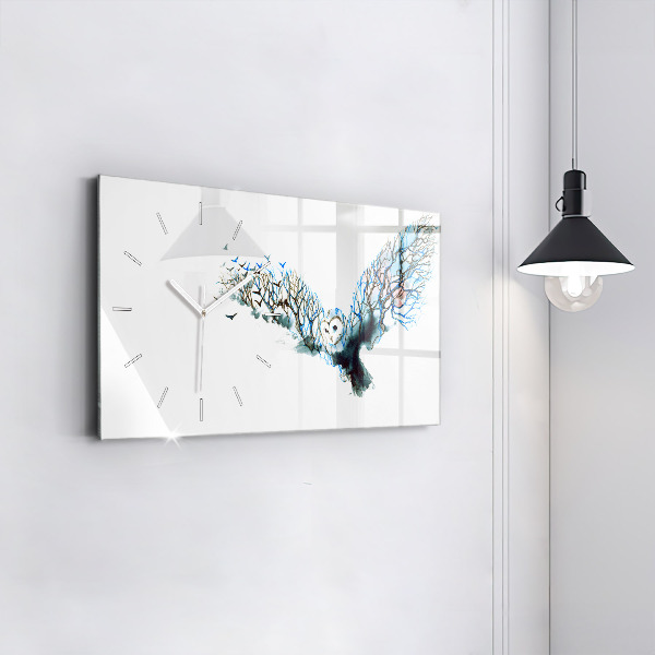 Glass wall clock rectangular Freedom and Nature of Birds