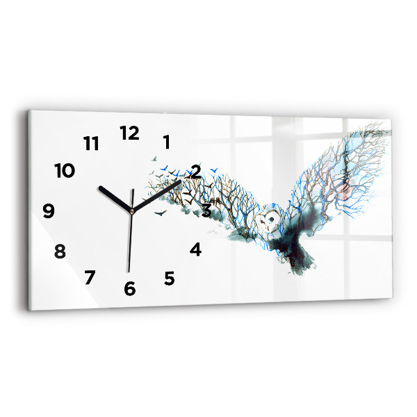 Glass wall clock rectangular Freedom and Nature of Birds