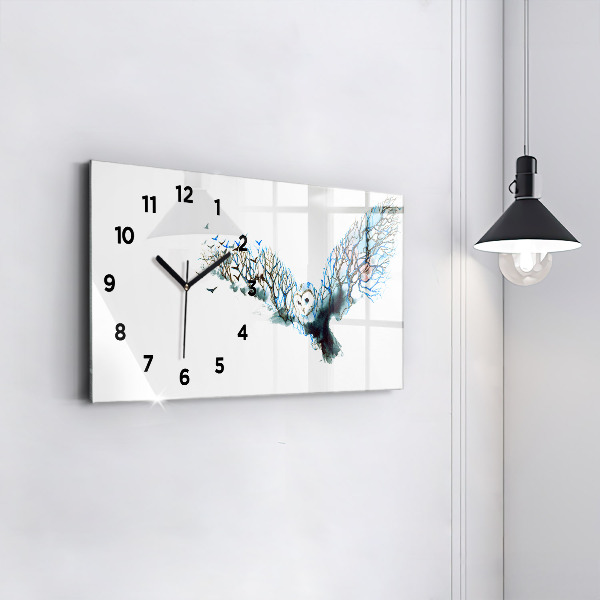 Glass wall clock rectangular Freedom and Nature of Birds