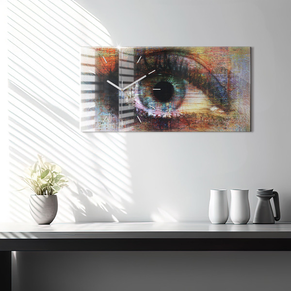 Glass wall clock rectangular Street Art Eye