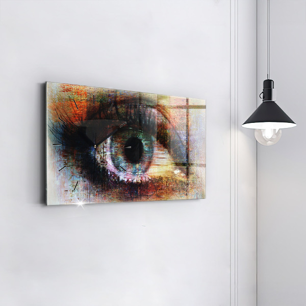Glass wall clock rectangular Street Art Eye