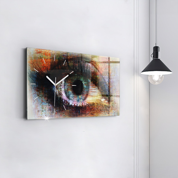 Glass wall clock rectangular Street Art Eye