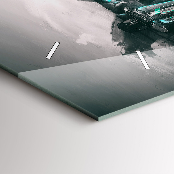 Glass wall clock rectangular Old School Car