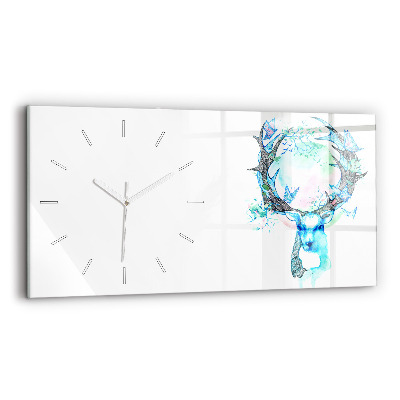 Glass wall clock rectangular Deer illustration