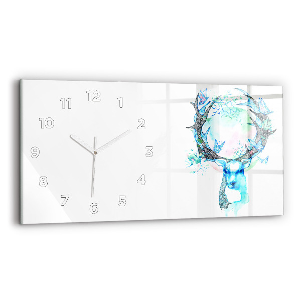 Glass wall clock rectangular Deer illustration