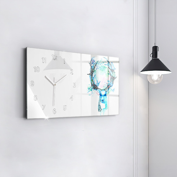Glass wall clock rectangular Deer illustration