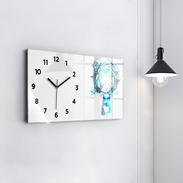Glass wall clock rectangular Deer illustration