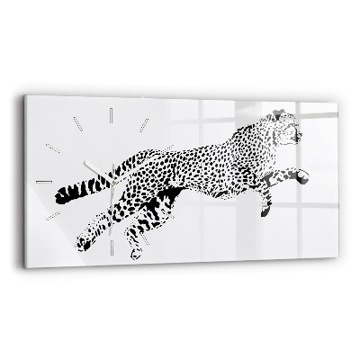 Glass wall clock rectangular Silhouette of a panther
