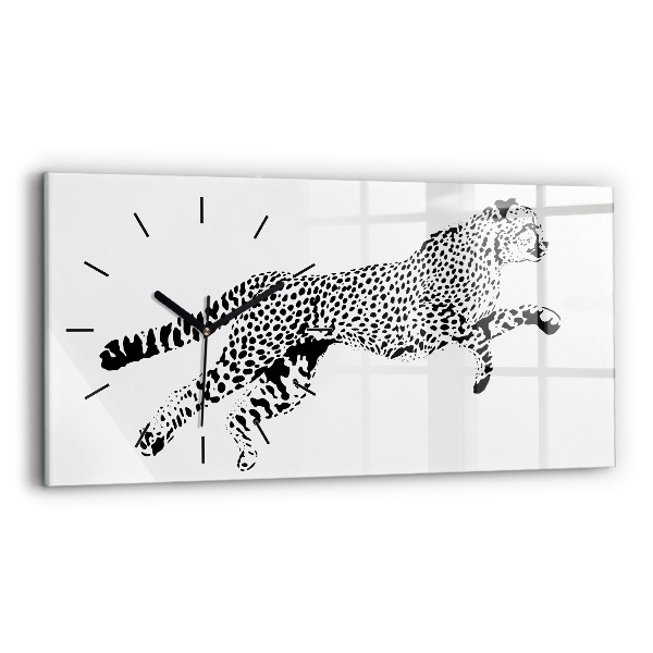 Glass wall clock rectangular Silhouette of a panther
