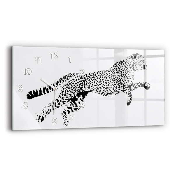 Glass wall clock rectangular Silhouette of a panther