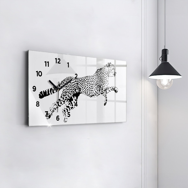 Glass wall clock rectangular Silhouette of a panther