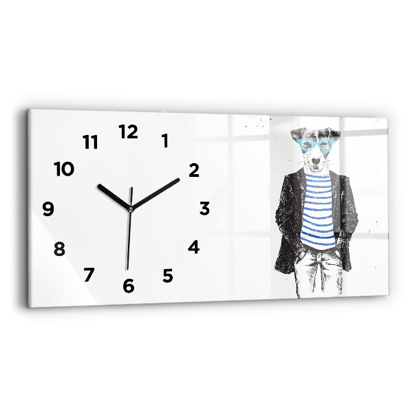 Glass wall clock rectangular A dog in a human body