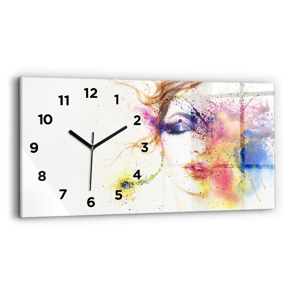 Glass wall clock rectangular Portrait of a Mysterious Woman