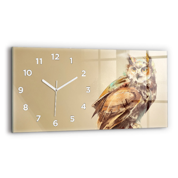 Glass wall clock rectangular Owl - a sign of wisdom