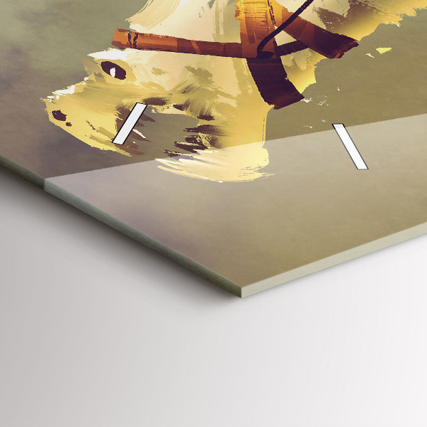 Glass wall clock rectangular Dragon Rider Illustration