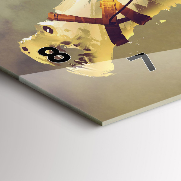 Glass wall clock rectangular Dragon Rider Illustration