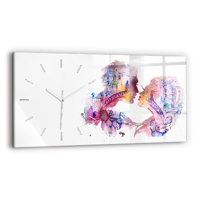 Glass wall clock rectangular Two Bodies One Soul