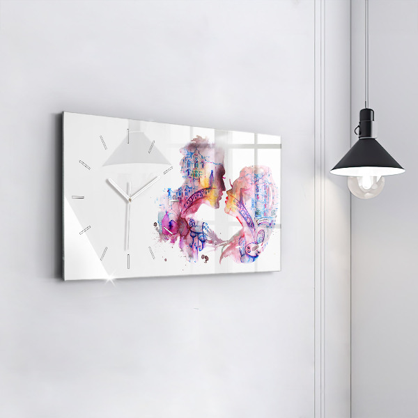 Glass wall clock rectangular Two Bodies One Soul