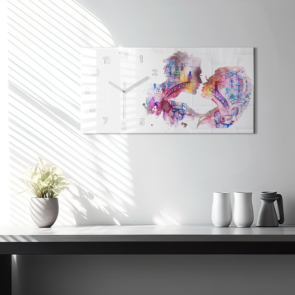 Glass wall clock rectangular Two Bodies One Soul