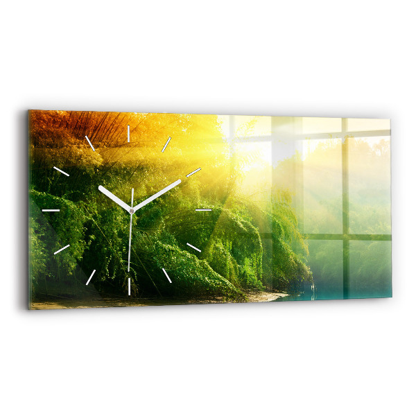 Glass wall clock rectangular Peaceful nature