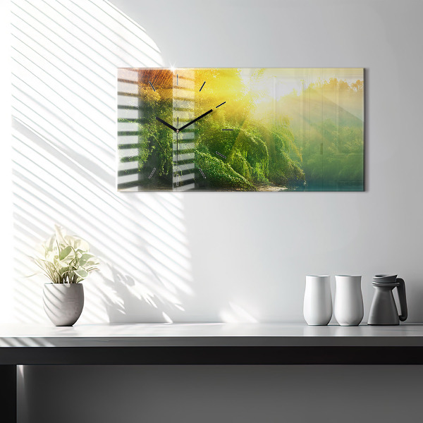 Glass wall clock rectangular Peaceful nature
