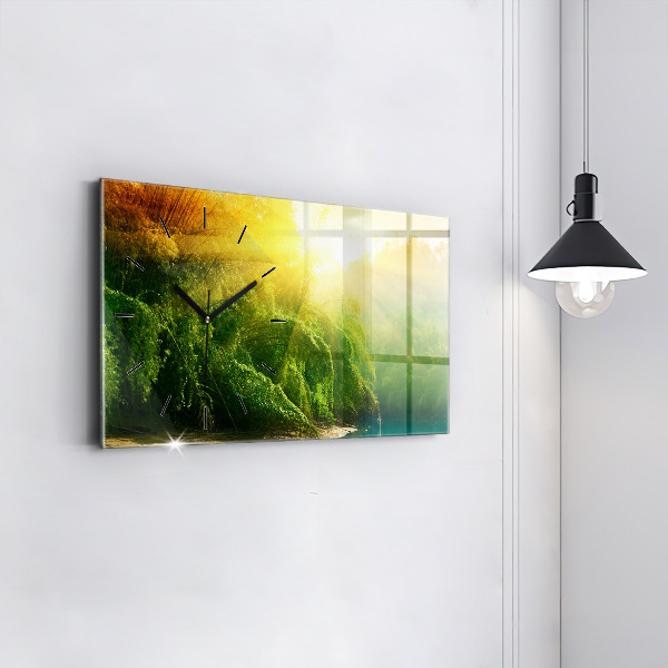 Glass wall clock rectangular Peaceful nature