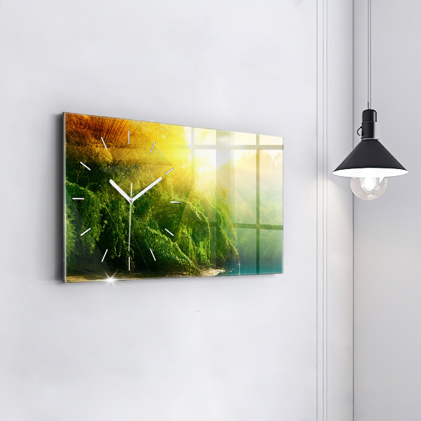 Glass wall clock rectangular Peaceful nature